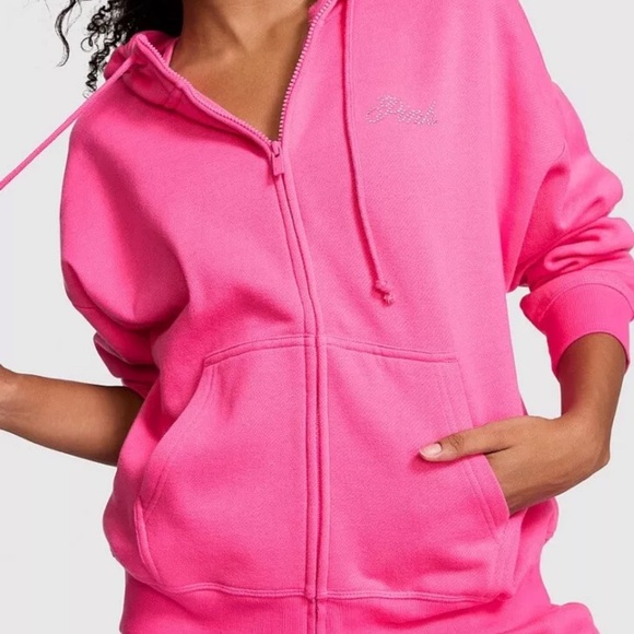 NEW VICTORIAS SECRET PINK LIMITED EDITION BLING HOODIE & SWEATPANTS 2PC SET - Picture 4 of 12